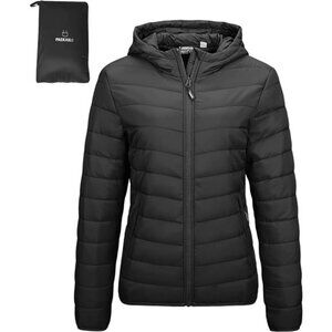 Outdoor Ventures Women's Packable Lightweight Full-Zip Puffer Jacket with Hood